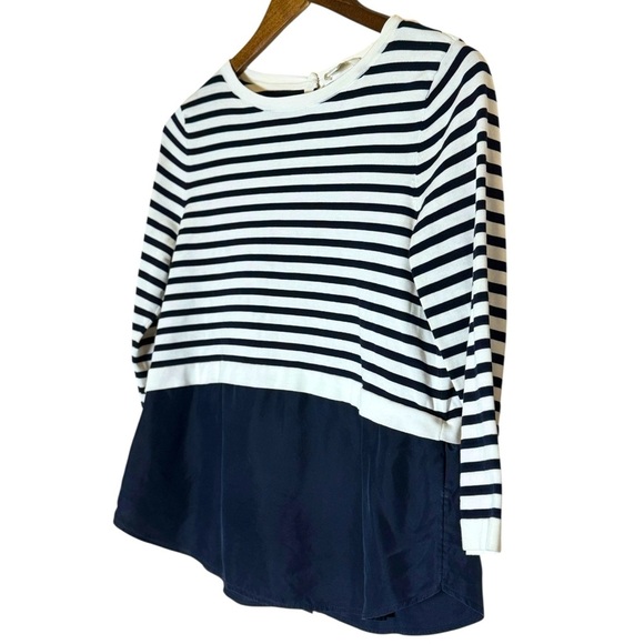 COS Women’s Silk Panel Top Navy Striped XS Nautical Preppy Coastal Fishermancore - Picture 1 of 7
